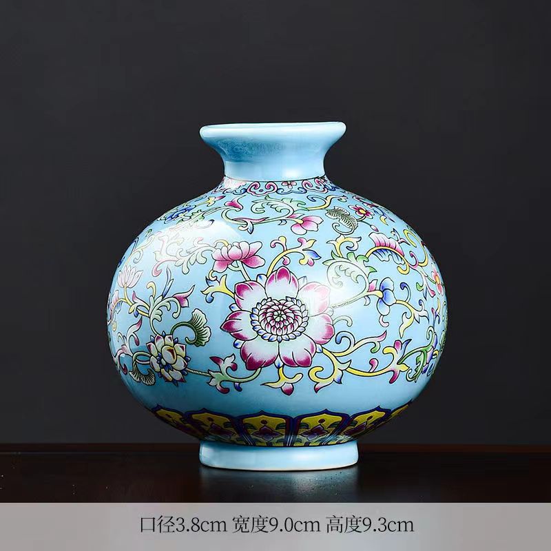 Vaso de escritorio de cerámica de porcelana pequeña boca mini hidroponía de flores retrógradas botellas de flores de porcelana