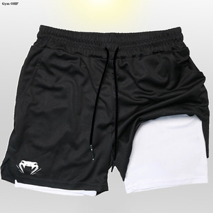 Venom Mouth Cannon AliExpress Cross-border Men's Double-layer 2-in -1 Beach Pants Running Sports Four-point Quick-dry Swimming
