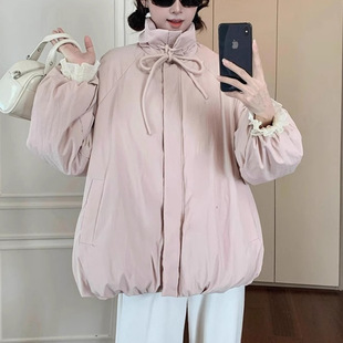 Korean style milk whirring pink small bud cotton-padded jacket coat women's winter playful sweet super good-looking warm cotton-padded jacket