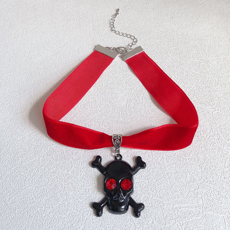 Collana choker con teschio stile punk dark versatile pendente_voghion.com