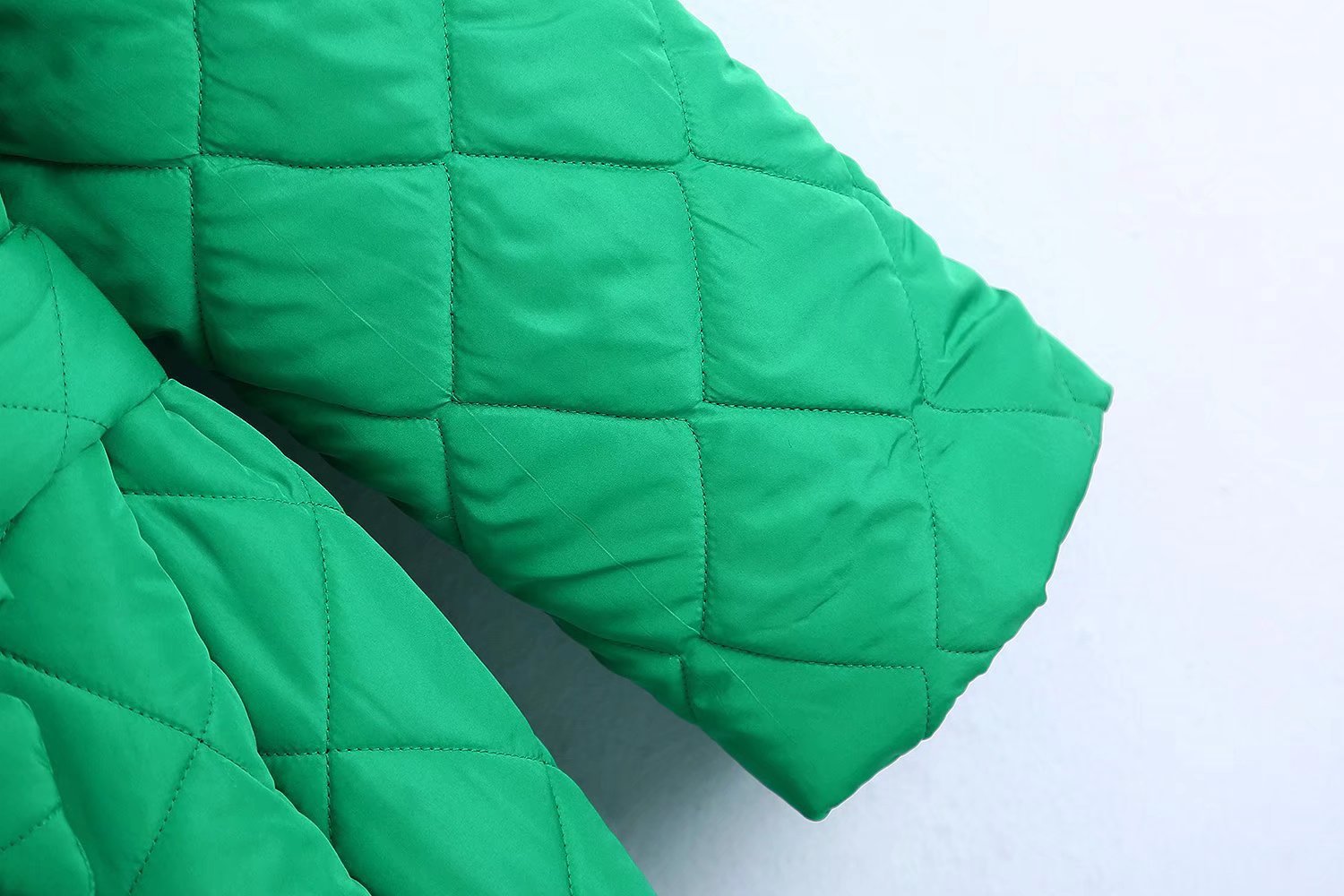 Long Lace-Up Rhombus Cotton Jacket NSLQS101314