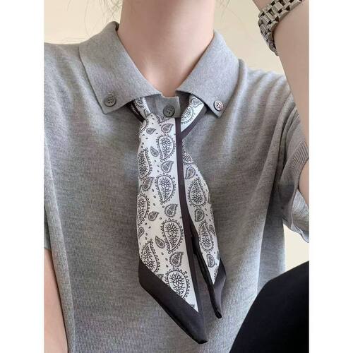 Chidorin satin waistnut flower silk scarf hair tie multifunctional hair bun binding bag ribbon decoration versatile belt shirt collar tie