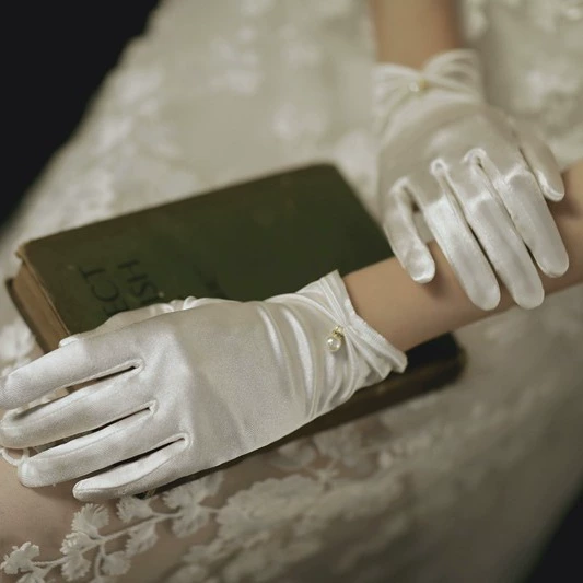 Свадебные Перчатки Кружева Белый Свадебной Церемонии Свадебное Платье Атласная Короткие Элегантный Винтаж Перл Рукав