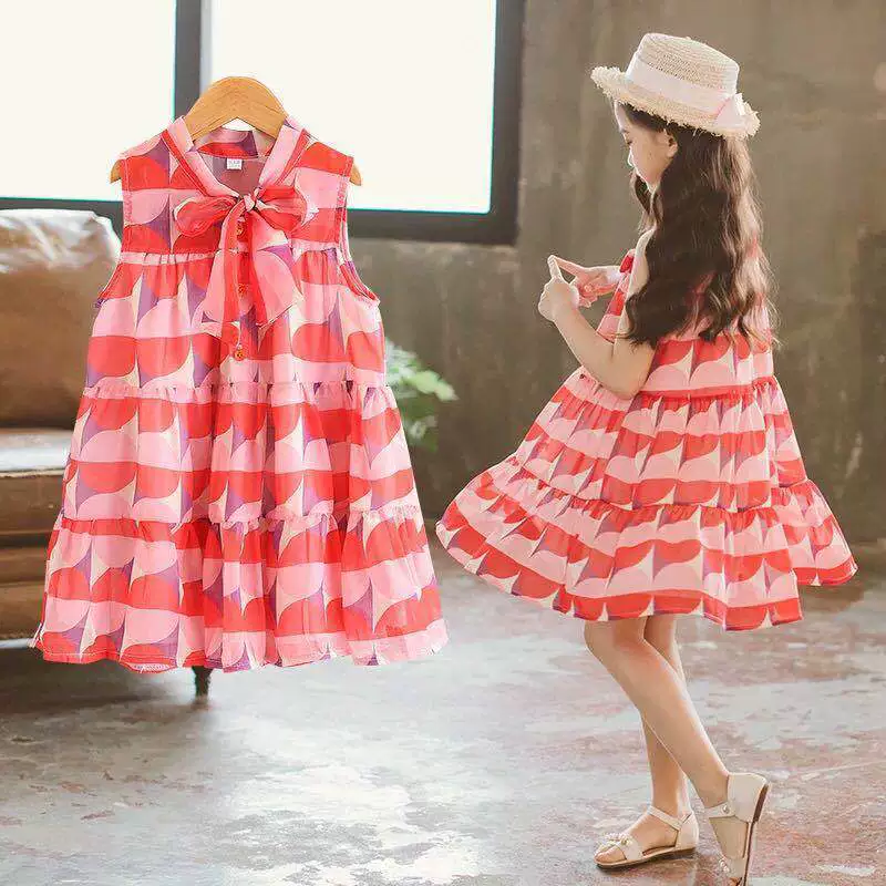 Детское платье принцессы в западном стиле, лето 2019, новый стиль, шифоновая юбка для маленьких девочек 6 лет, 9, платье в Корейском стиле для детей среднего и старшего возраста