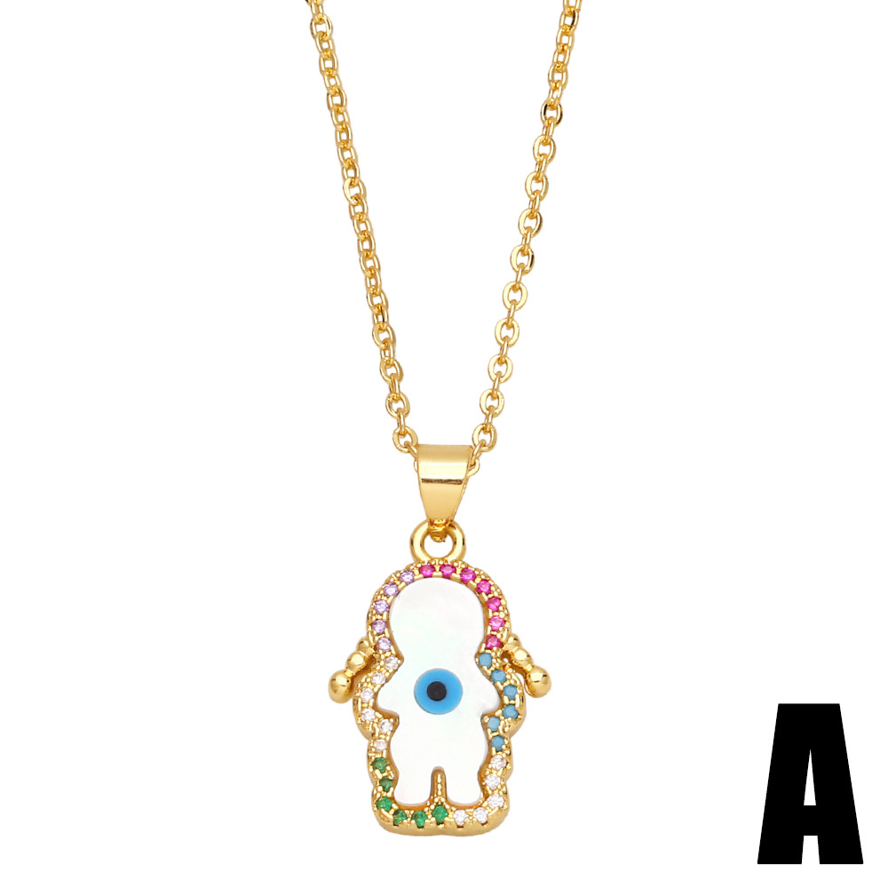 fashion palm eye pendant necklace creative colored diamond devils eye copper necklacepicture3