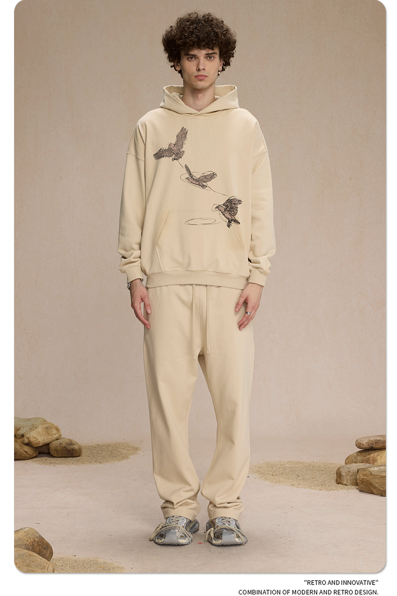 2024 New Product 430g White Ink Digital Direct Spray Printed Men's Trendy Brand Loose Hoodie for Couples_voghion.com