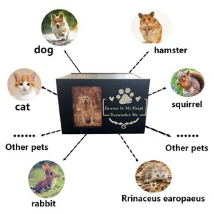 Ready-Made Wooden Pet Urn with Photo Frame, Funeral Supplies, Funeral Box, Suitable for Dogs, Cats, Hamsters Supports One