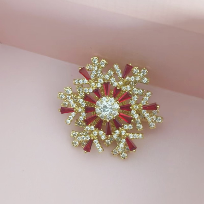 Broche giratorio de circón de copo de nieve súper hermoso ramillete tridimensional de alto grado de estilo coreano elegante traje abrigo hebilla