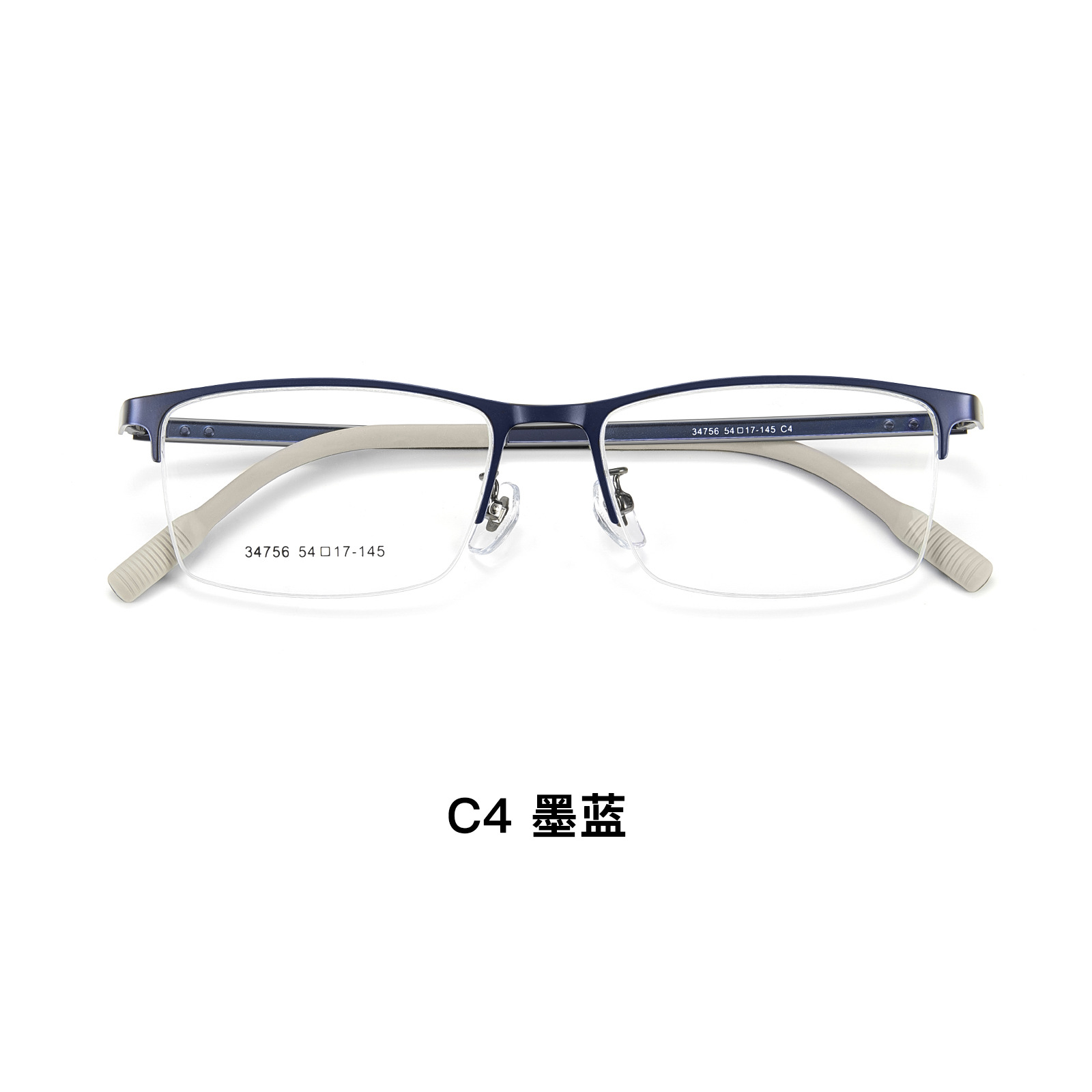 Montura de gafas de medio marco de metal para hombres de negocios VOSS clásico, pierna de memoria de alta elasticidad, sin cara, gafas disponibles al por mayor