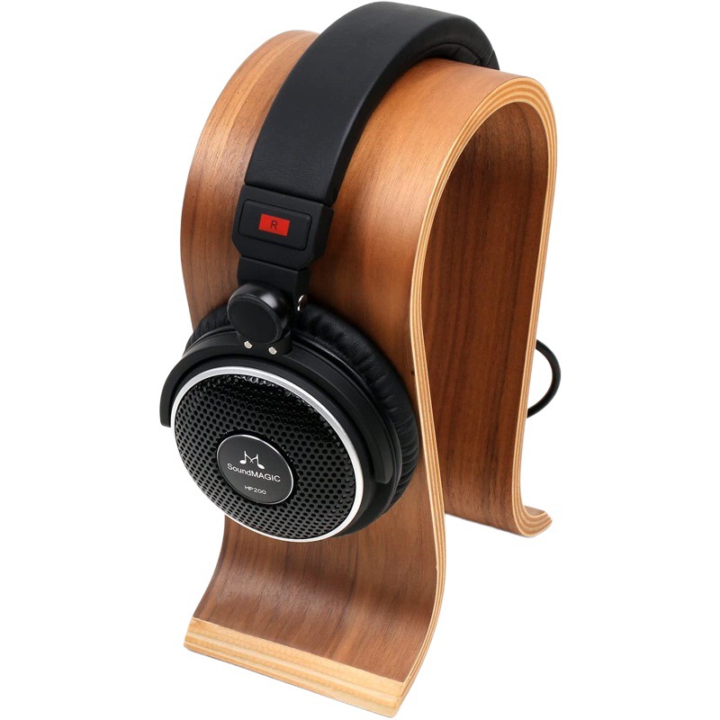 Soporte para auriculares de deportes electrónicos de madera maciza Soporte para auriculares Bluetooth Soporte para auriculares
