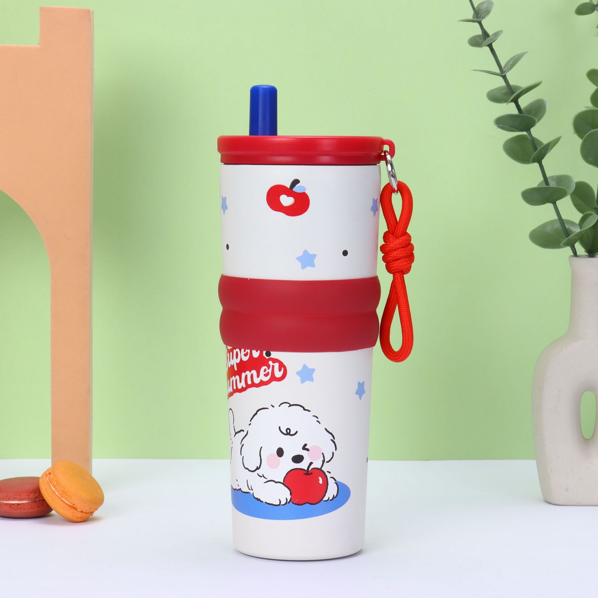 New Stylish High-Capacity Portable Coffee With Handle And Straw, Top Quality Thickened 304 Stainless Steel Insulated Cup_voghion.com
