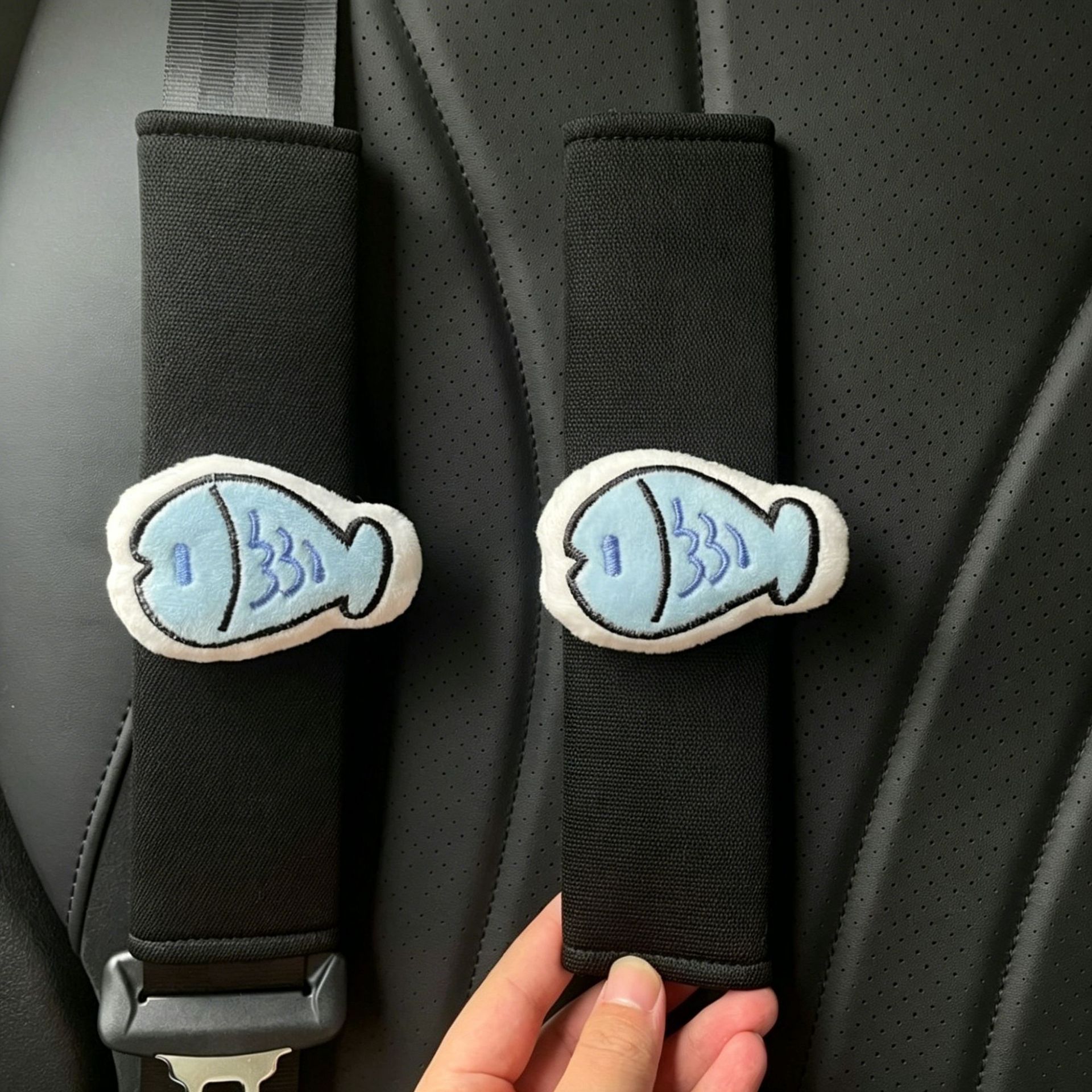 Cute Little Fish Car Seatbelt Shoulder Pad Cartoon Cat Short Style Car Seatbelt Protector Car Interior Decoration