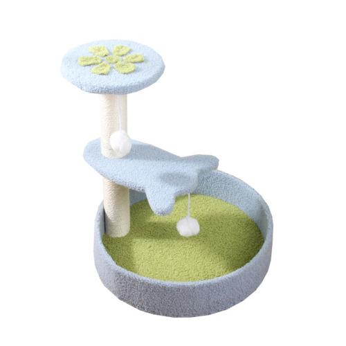 Manufacturer wholesale new three-layer petal jumping platform cat climbing frame cartoon cat column sisal drop ball cat toy cat scratching post