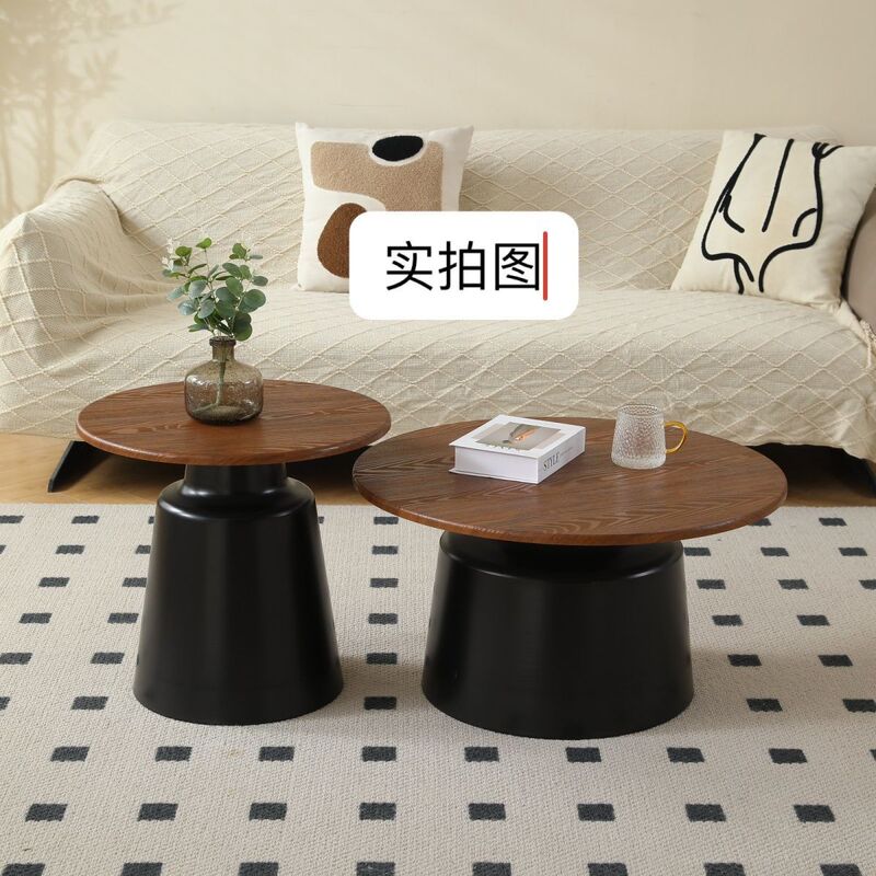 奶油风北欧公寓茶几客厅家用小户型简约民宿茶几马提尼圆形小茶几|undefined
