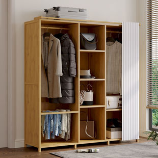 Customized Solid Wood Wardrobe, Simple Wardrobe for Bedroom, Easy Assembly for Home Use, Durable and Sturdy Cabinet for Rental Apartments, Cross-Border