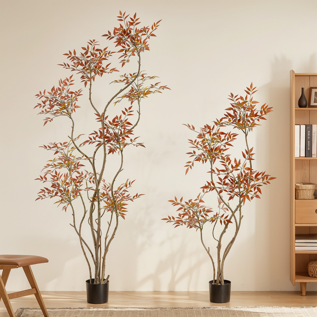 Simulación de estilo nórdico, bambú Nantian, gran planta verde de piso a techo, sensación de alto nivel, sala de estar, decoración del hogar, planta de árbol falso en maceta