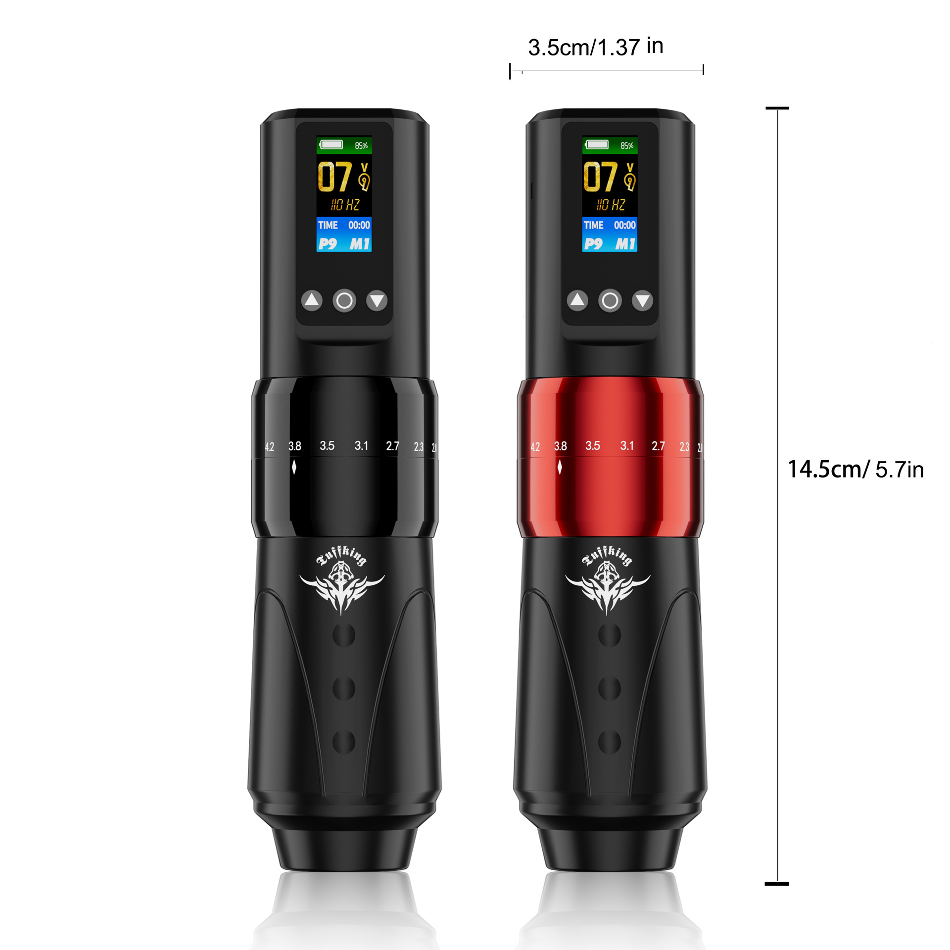 Máquina de tatuaje inalámbrica de batería dual de carrera ajustable para principiantes, juego de lápiz de tatuaje de pantalla, herramienta de tatuaje de niebla de línea cortada