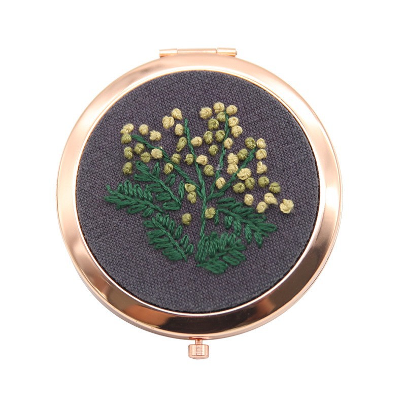 Bordado hecho a mano diy auto-bordado espejo cosmético paquete de material matar el tiempo de tela creativa Lu bordado espejo de mano de doble cara