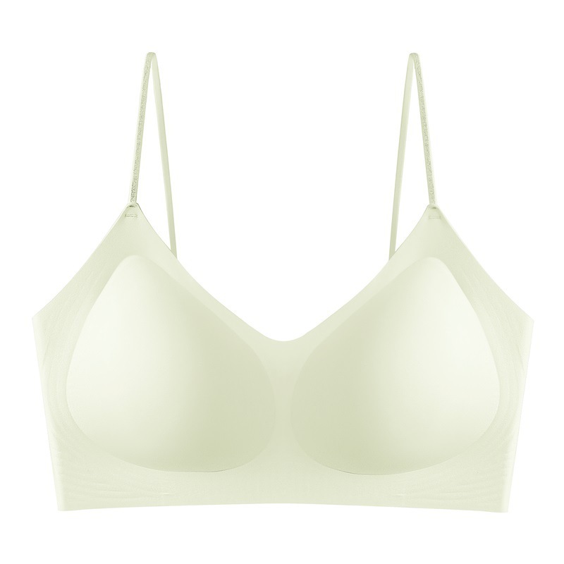 細い肩紐のゼリーストリップブラ、女性用固定カップ、椿の香り、超薄型、小胸用プッシュアップブラ、シームレス、秋向け|undefined
