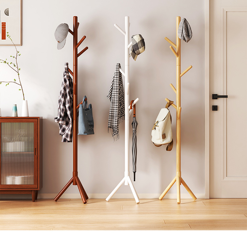 衣帽架落地實木晾衣架臥室掛衣服架子陽台家用室內外簡易曬衣架