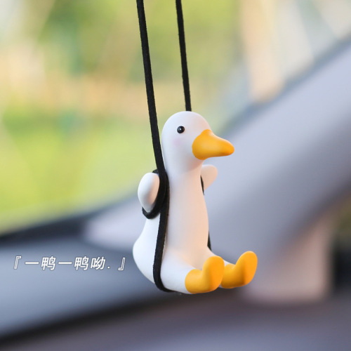Car pendant Internet celebrity swing duck cute creative car interior decoration rearview mirror pendant plaster diffuser