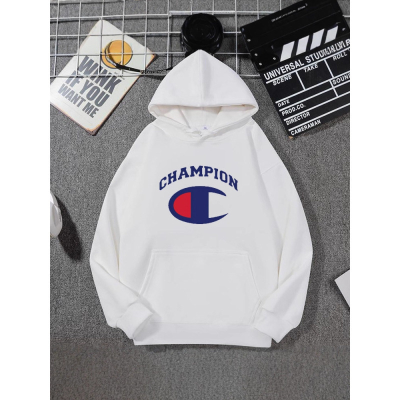 Men's and Women's Couple Style Spring and Autumn Champion Sweatshirt Hoodie, Loose Casual Letter Print Top, Spring and Autumn Sweatshirt