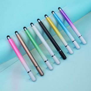 Two-in-one Macaron Gradient Stylus Universal Mobile Phone Tablet Capacitive Pen Clip Painting Disc Stylus Pen