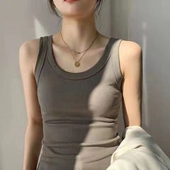 人気の爆発的なねじストラップのベスト女性の春の夏の外着の中に袖のないスリムなtシャツの上着を着て、通常は底を打つ