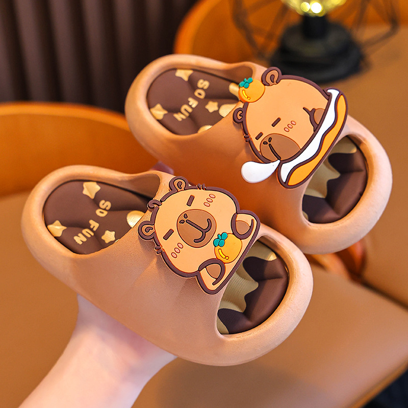 Capibara zapatillas de verano para niños y niñas antideslizantes para niños de edad media para padres y niños bañados en interiores para niños de playa zapatillas de arena