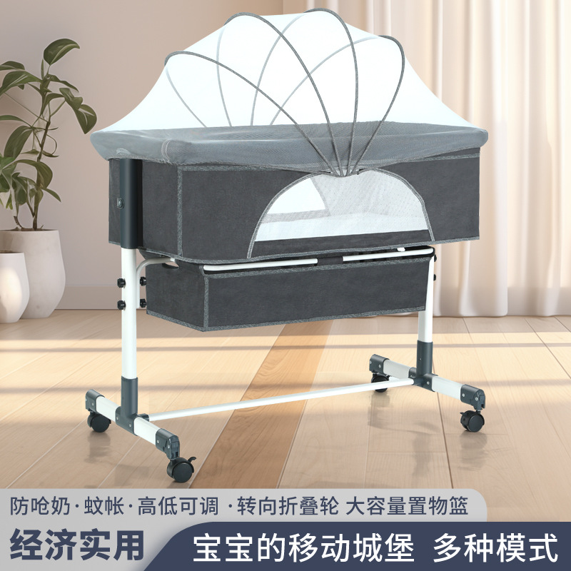 Crib Splicing Bed Movable Folding Multifunctional Cradler Bed Newborn Bedside Bed Baby Bed