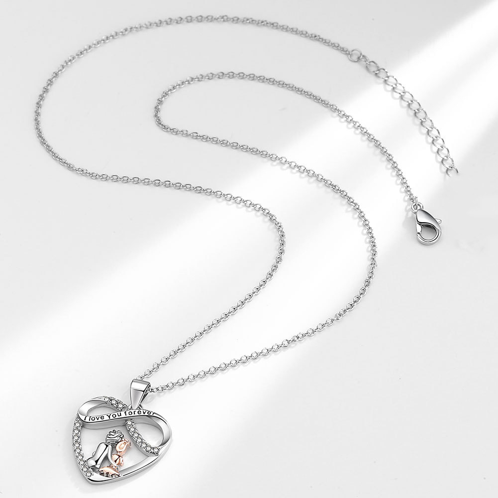 Human, Infinity, Heart Shape Pattern Fashion Human Infinity Heart Shape Alloy Plating Artificial Diamond Women's Pendant Necklace
