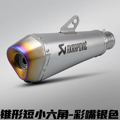 Motorcycle exhaust pipe Racing Competition Tapered Small Hexagonal - conical-small-hexagon-color-mouth-silver-51mm