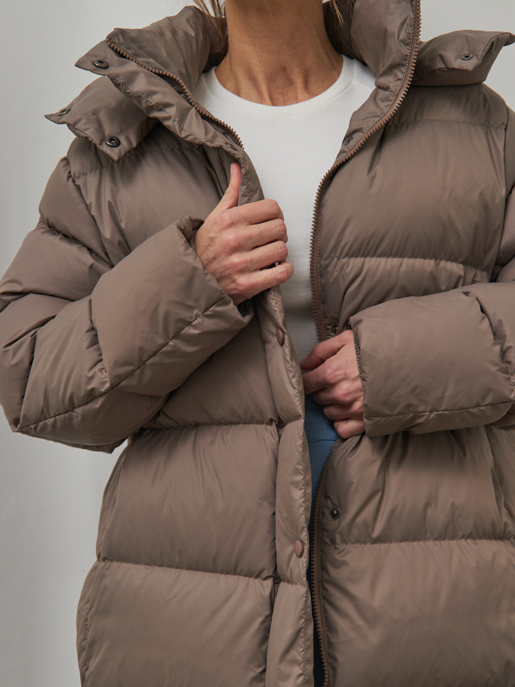 Dames lange donsjas met capuchon warme winterjas_voghion.com