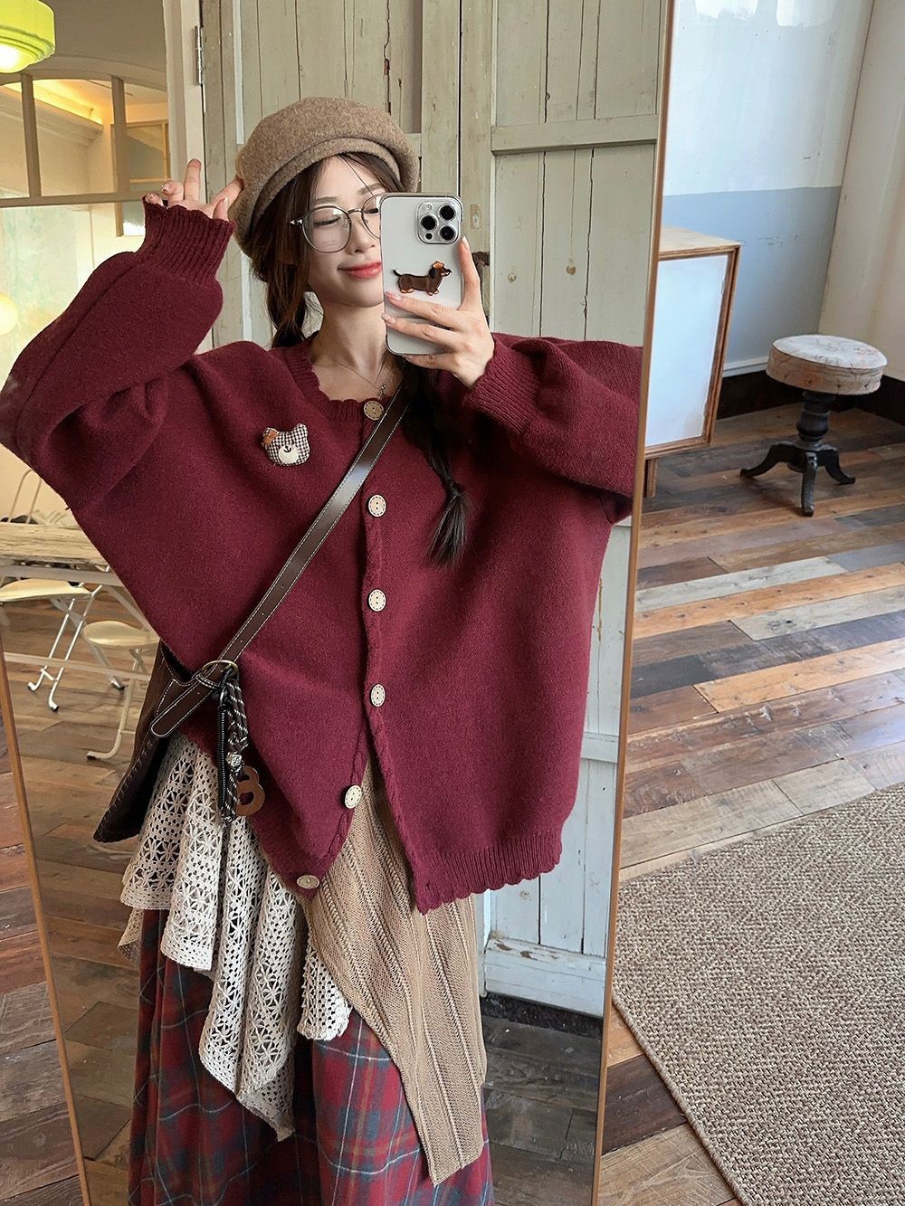 레드 스웨터 재킷 [플라워 셀렉션, 좋은 품질]