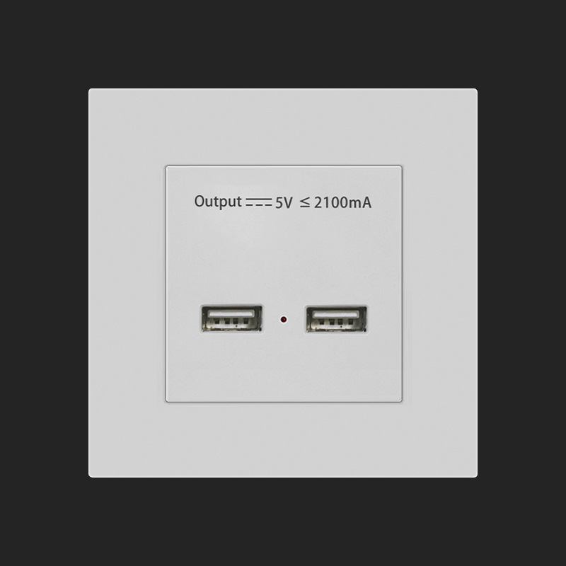 外贸86型暗装二孔USB充电2个2位220V转5伏工地36VUSB插座面板
