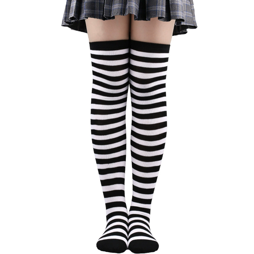 Knee-high Socks Japanese Style, Striped Cosplay & Halloween, Tube 50 cm, Polyester