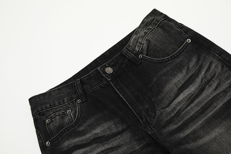 Retro High Street Wavy Pattern Jeans Loose Casual Straight Leg Trousers For Men And Women Summer Trendy Floor Length_mkmklike.com