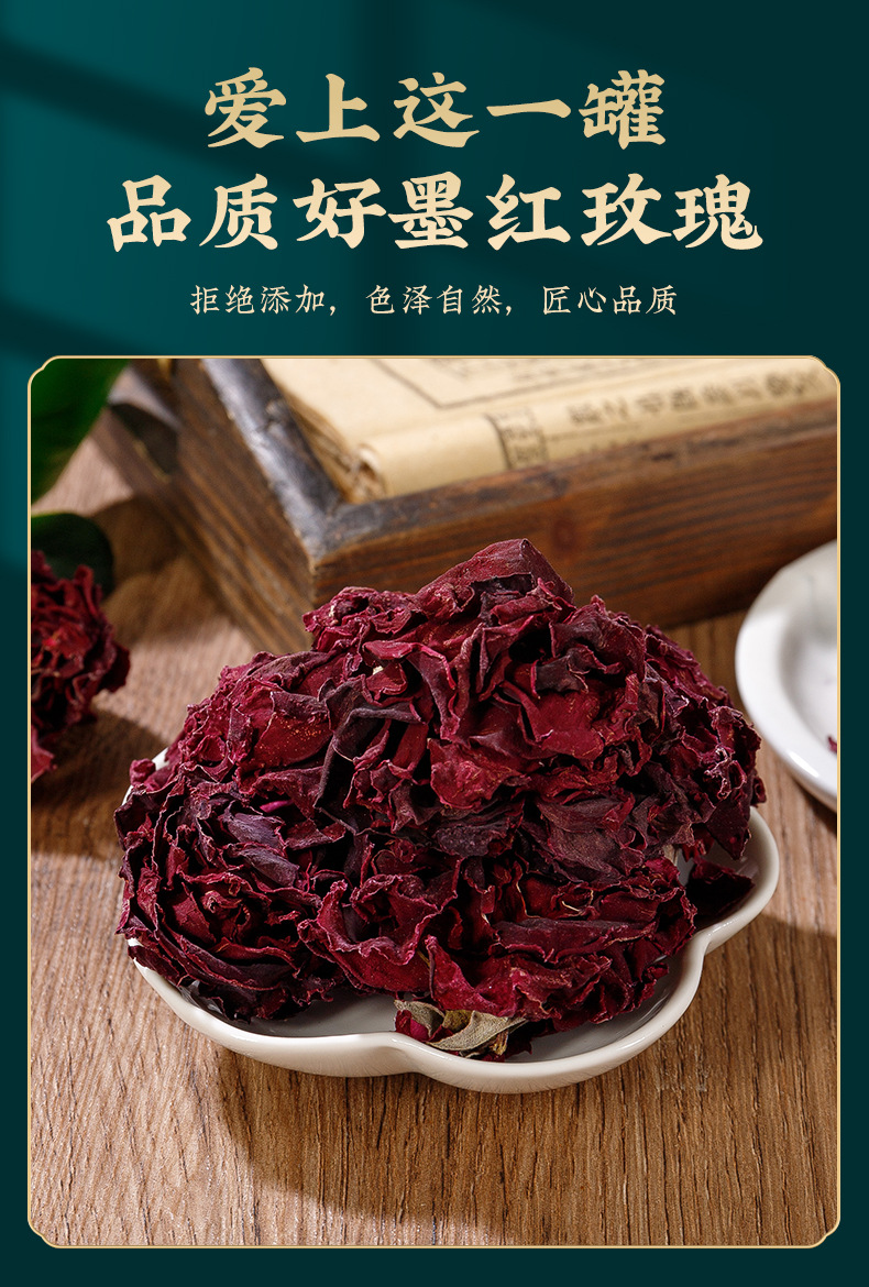 Mo Hong Rose Dried Flower Tea (Rosa spp.) — First-Harvest Large Buds, Sulfur-Free, 40g in use