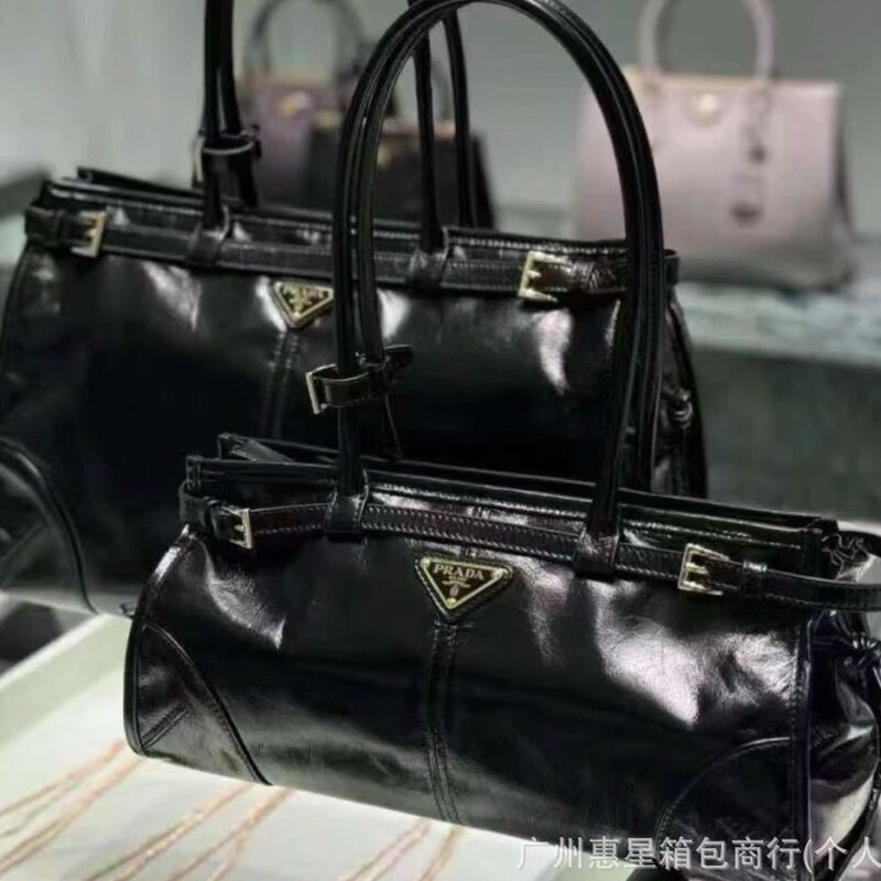 P's New Hobo Satchel Long Handle Tote Shoulder Bag Oil Wax Leather Soft Lux Armpit Baguette Motorcycle Bag for Women