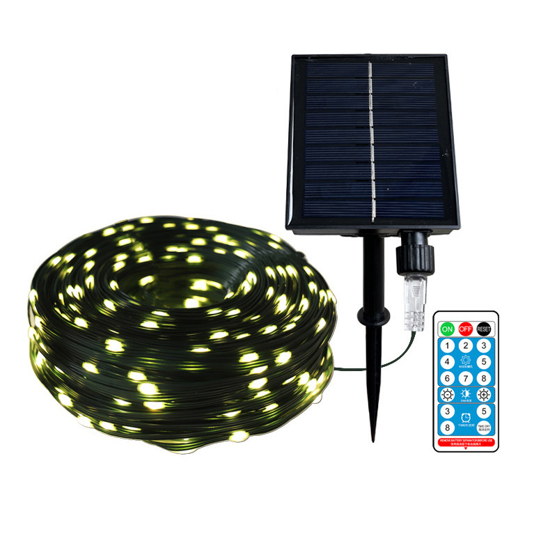 Amazon control remoto LED cuero cadena luz impermeable al aire libre baja tensión patio fiesta Decoración LED luz solar cadena