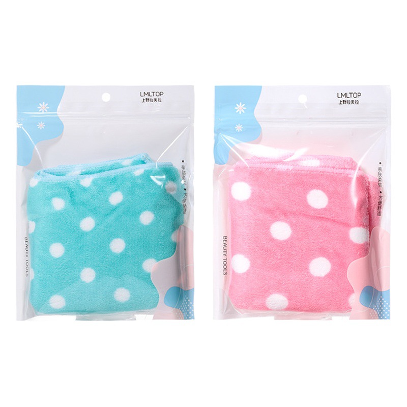 Ueno Ramila lindo lunares coral vellón Toalla de secado de cabello engrosada absorbente Toalla de secado de cabello Toalla de limpieza facial C0865