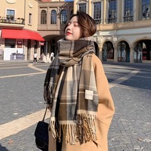 2025新款美拉德围巾女秋冬季韩版百搭格子学生情侣围脖男保暖穿搭