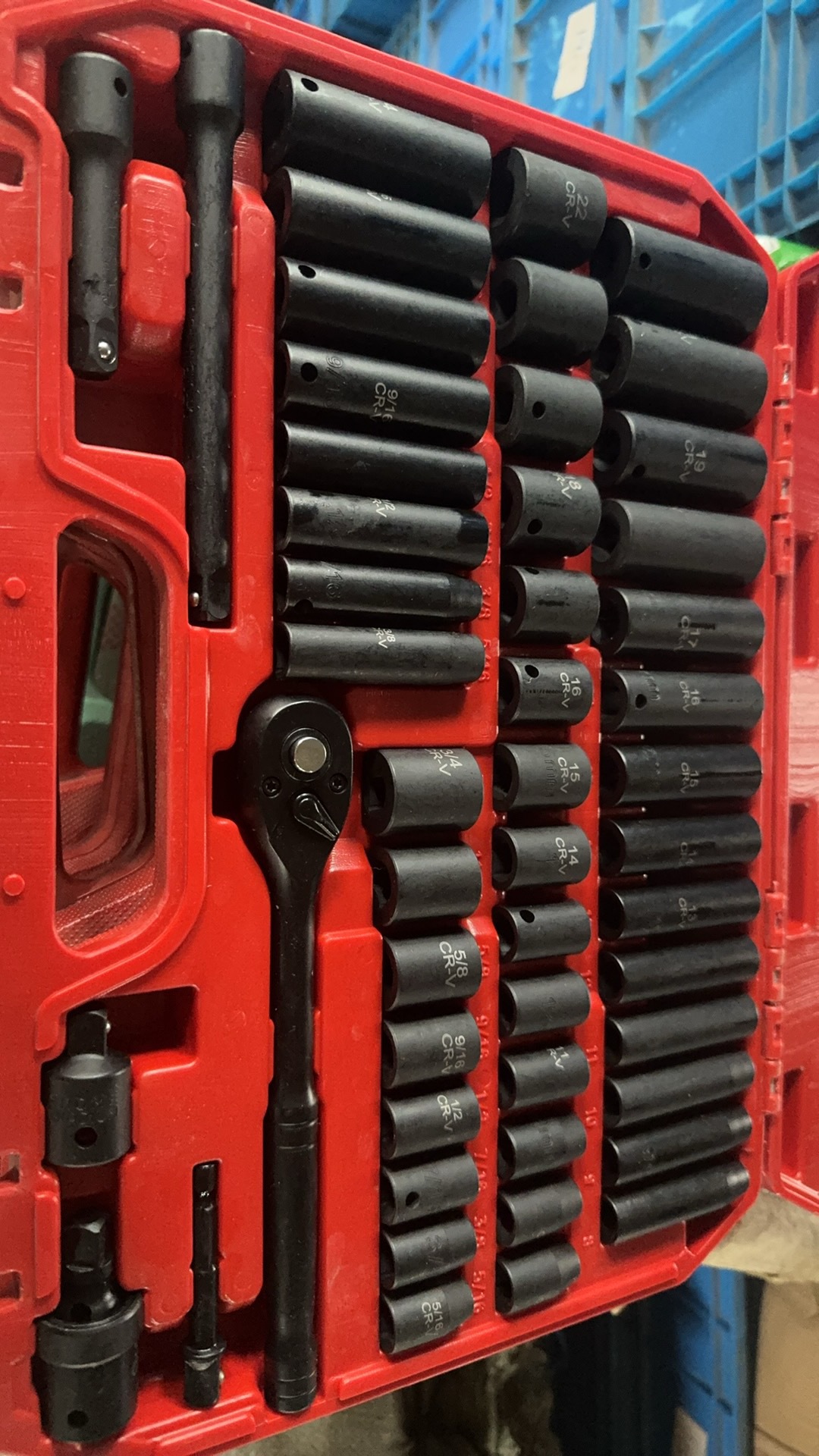 50-Piece Set of Metric and Imperial 3/ 8inch Impact Socket Set, Chrome Vanadium Steel Mechanic's Tool Set with Extended Ratchet Handle