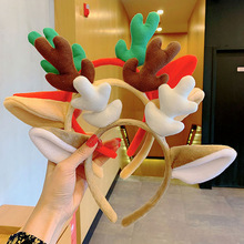 圣诞鹿角毛绒发箍麋鹿可爱猫耳朵圣诞树头箍洗脸外出节日拍照发饰