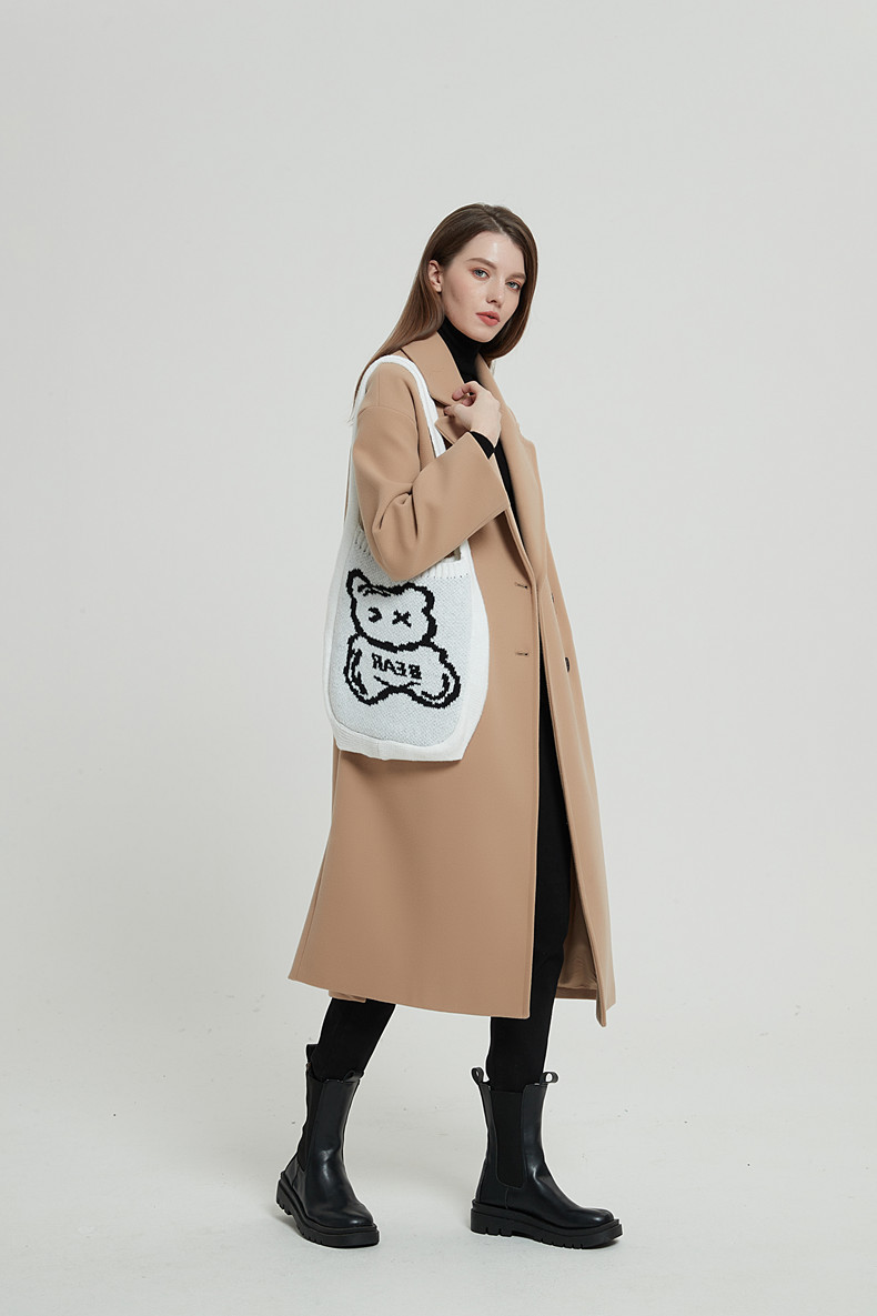 Unisex Stricktasche Japanischer und südkoreanischer weißer Bär lässiger fauler Stil Mädchen Umhängetasche Handtasche_voghion.com