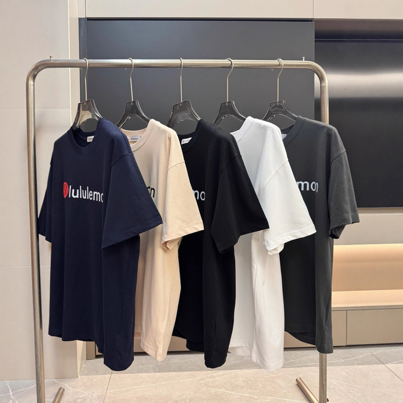 跨境lulu 25ss露露新款logo字母印花短袖 情侣宽松休闲百搭半袖|undefined
