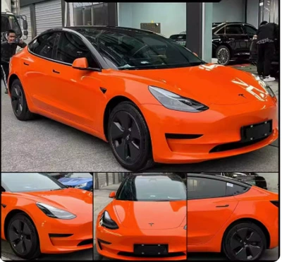 Auto Color Change Film, Crystal Piano Black Porcelain Blue - crystal-flame-orange-pet-152-17m