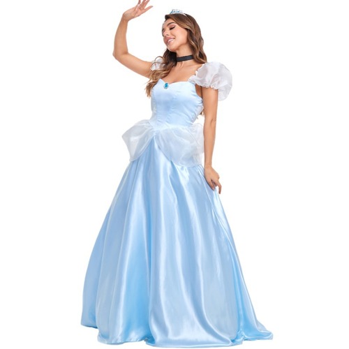 Halloween costume adult princess dress cosplay game uniform blue fairy tale character ball gown dress