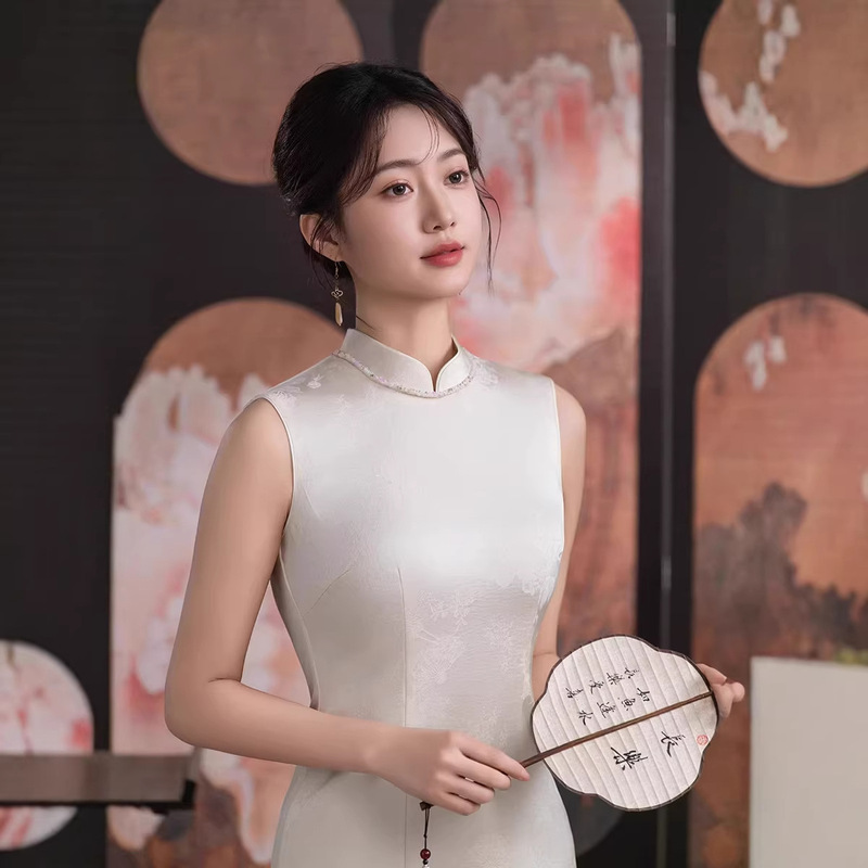 Qipao Summer 2026 New Style Elegant Socialite Style Chic Daily Wear Banquet Engagement Long White Dress Qipao Summer 2026 New Style Elegant Socialite Style Chic Daily Wear Banquet Engagement Long White Dress