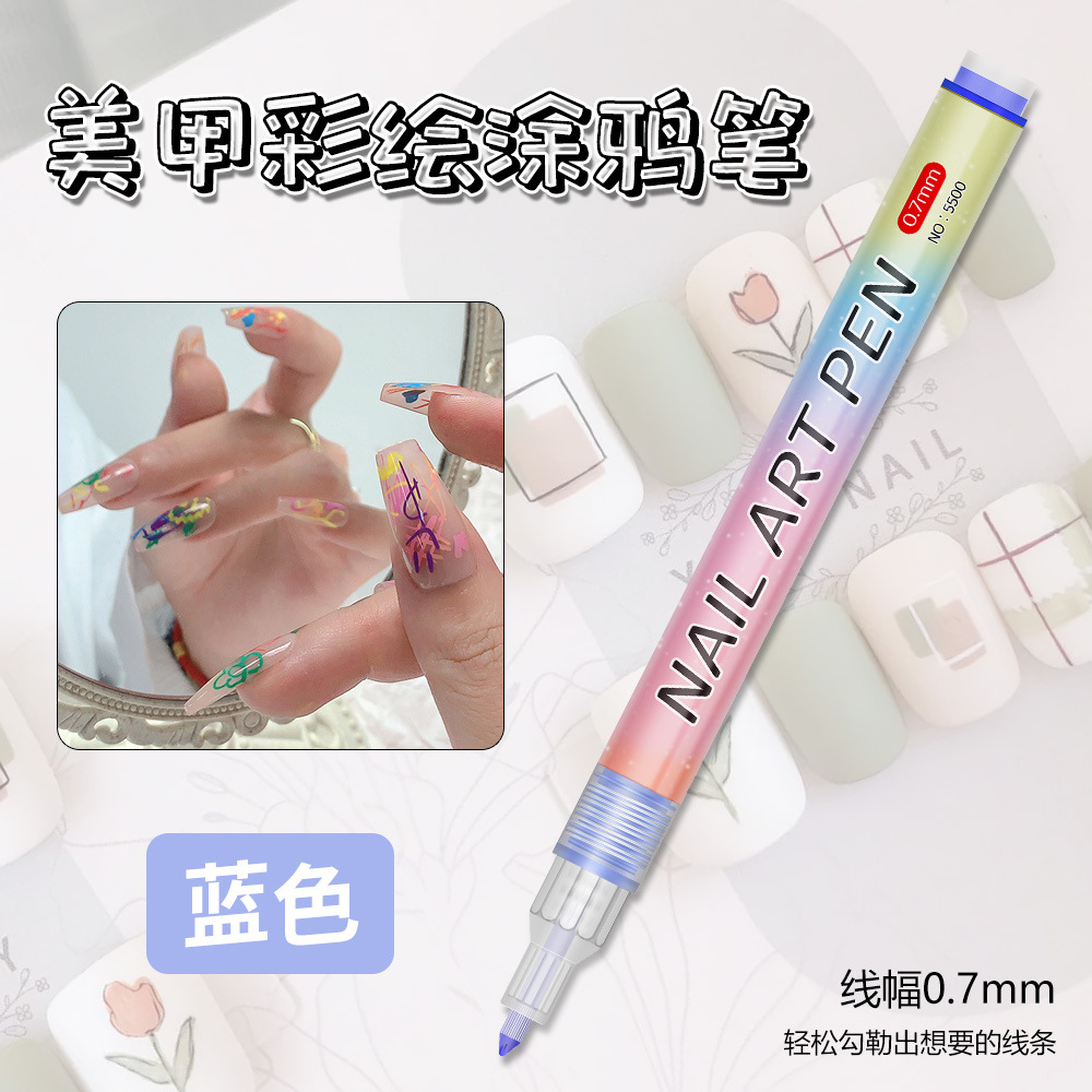 Nuevo lápiz de graffiti transfronterizo de uñas DIY lápiz de marca de secado rápido colorido de dibujo de gancho de línea de uñas lápiz de pintura